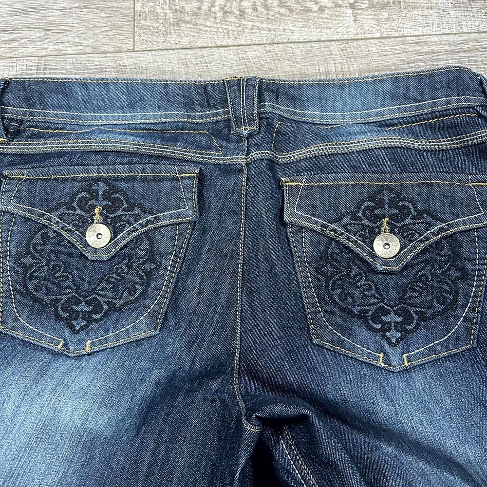 Democracy Straight Jeans Women's 12 Blue Cotton Denim Dark Wash Outdoor Grunge - Picture 6 of 7
